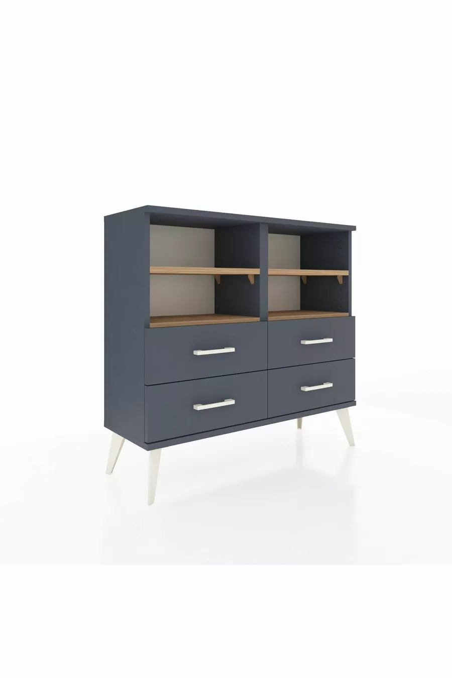 Arges Dresser 4 Shelves 4 Drawers Anthracite-Pine/Anthracite
