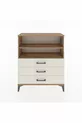 Commode Arges 2 étagères 3 tiroirs Pin-Pierre de lave