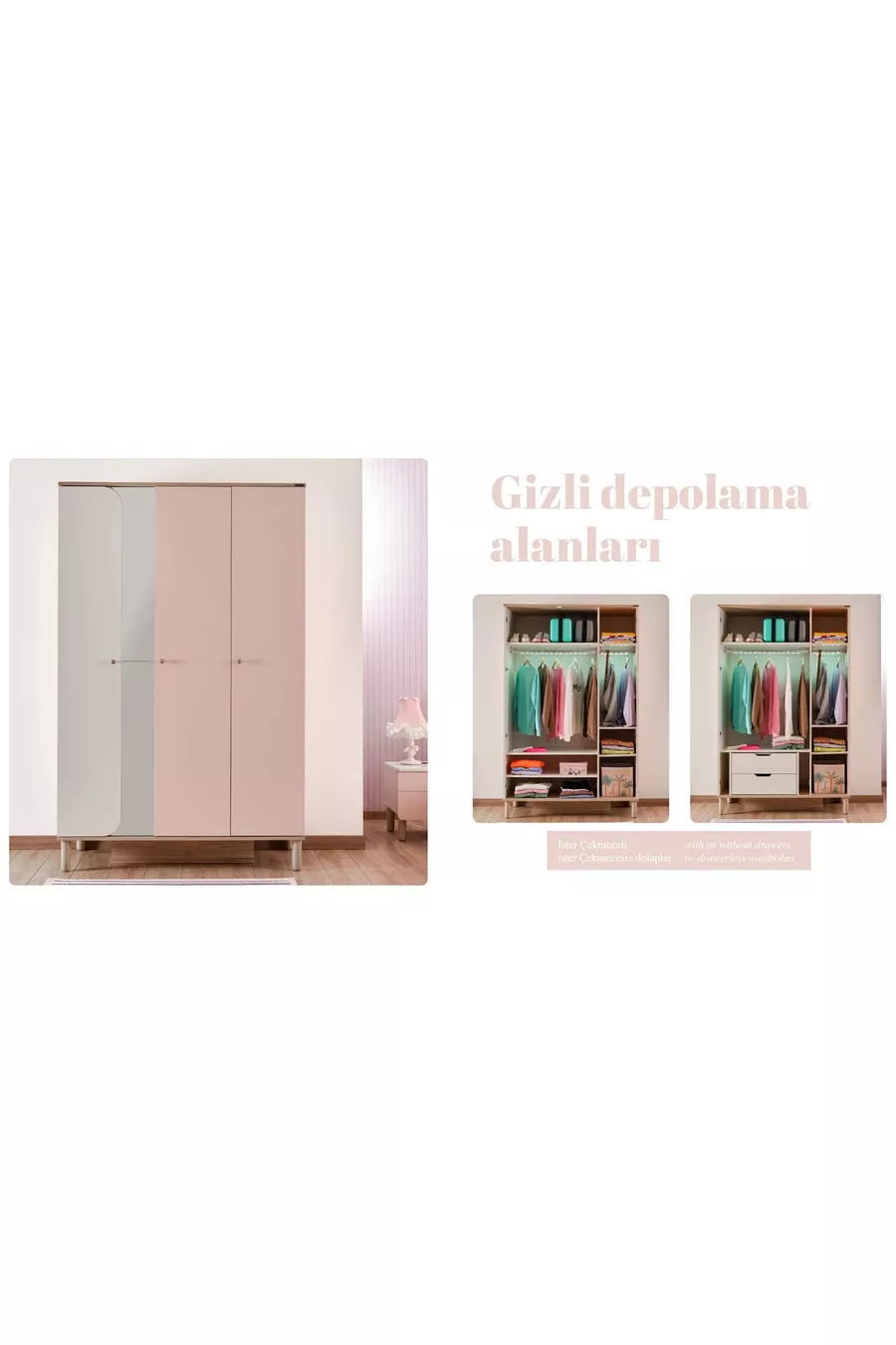 Chambre d'enfant Sofia (Armoire 3 portes + Lit simple + Bureau)