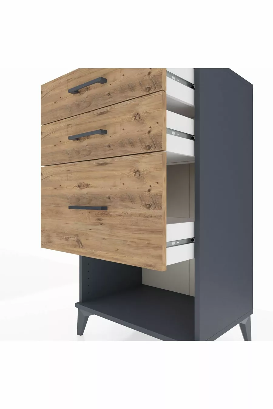 Hyperion Commode 3 Lades Antraciet-Naaldhout