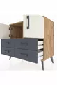 Commode Hyperion 2 étagères 4 tiroirs 2 portes Pin-Marbre/Anthracite