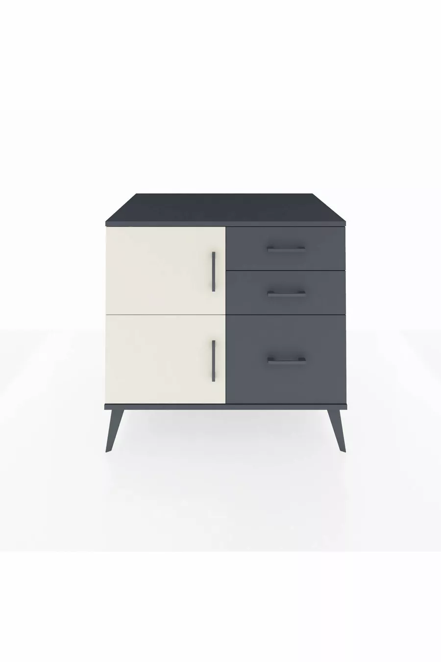 Kronos Dresser Single Shelf 3 Drawers 2 Doors Anthracite-Stone/Anthracite