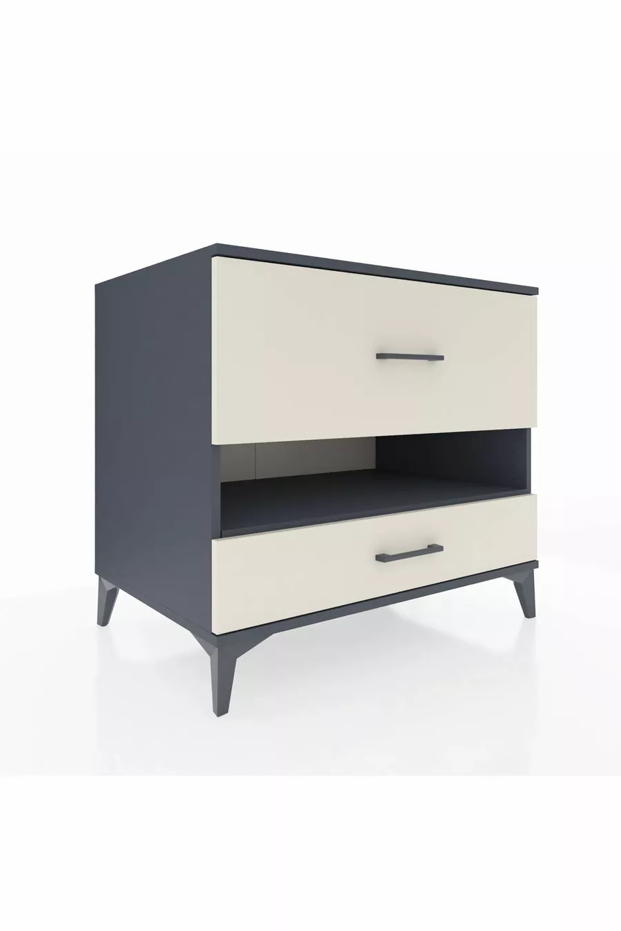 Commode Kronos à une étagère et 2 tiroirs Anthracite-Pierre de Lune