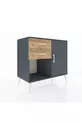 Commode Hyperion avec une seule étagère, 2 tiroirs et une porte, Anthracite-Anthracite/Sapin