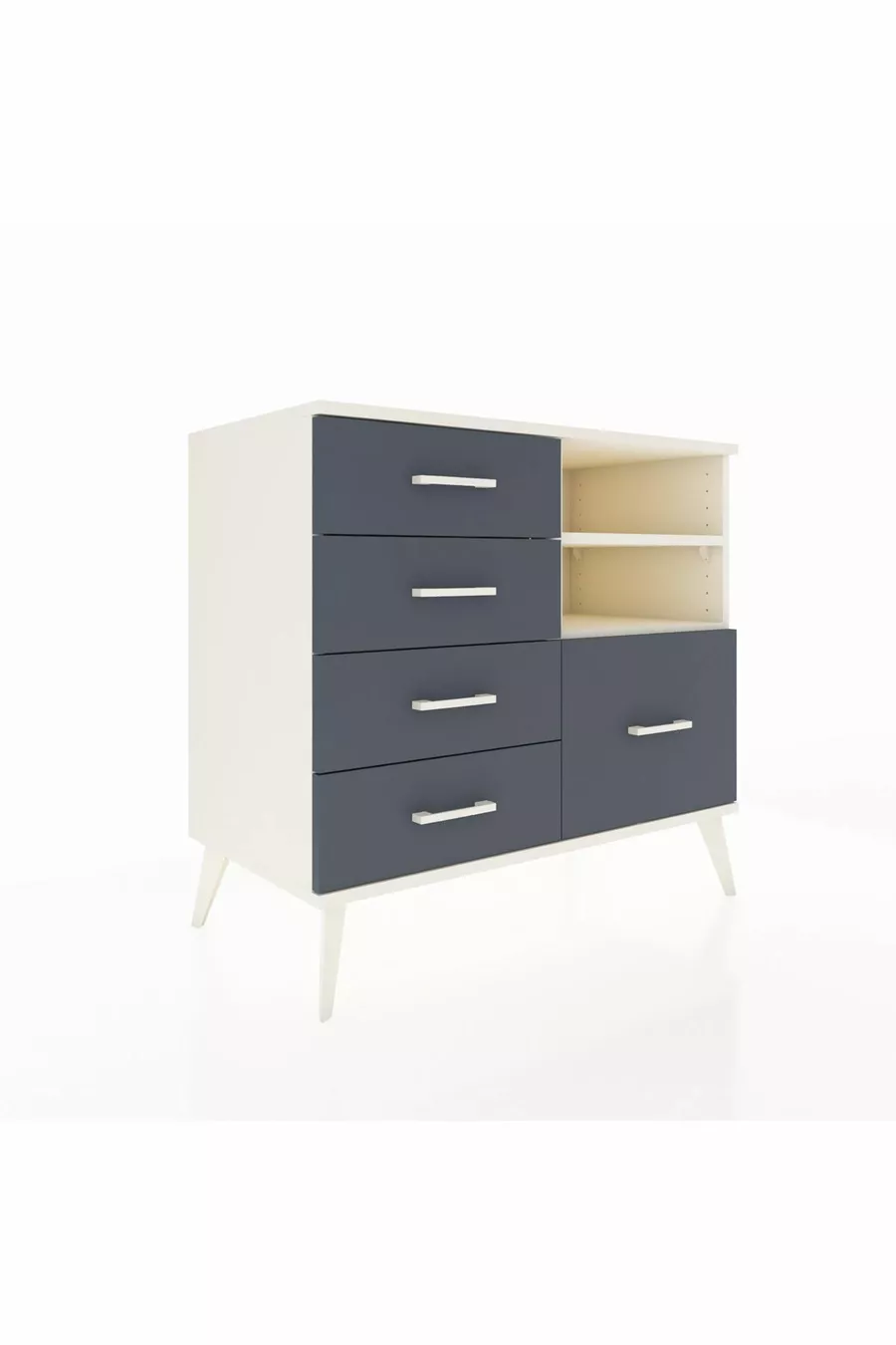 Commode Hyperion 2 étagères 5 tiroirs Pierre de lune/Pierre de lune/Anthracite