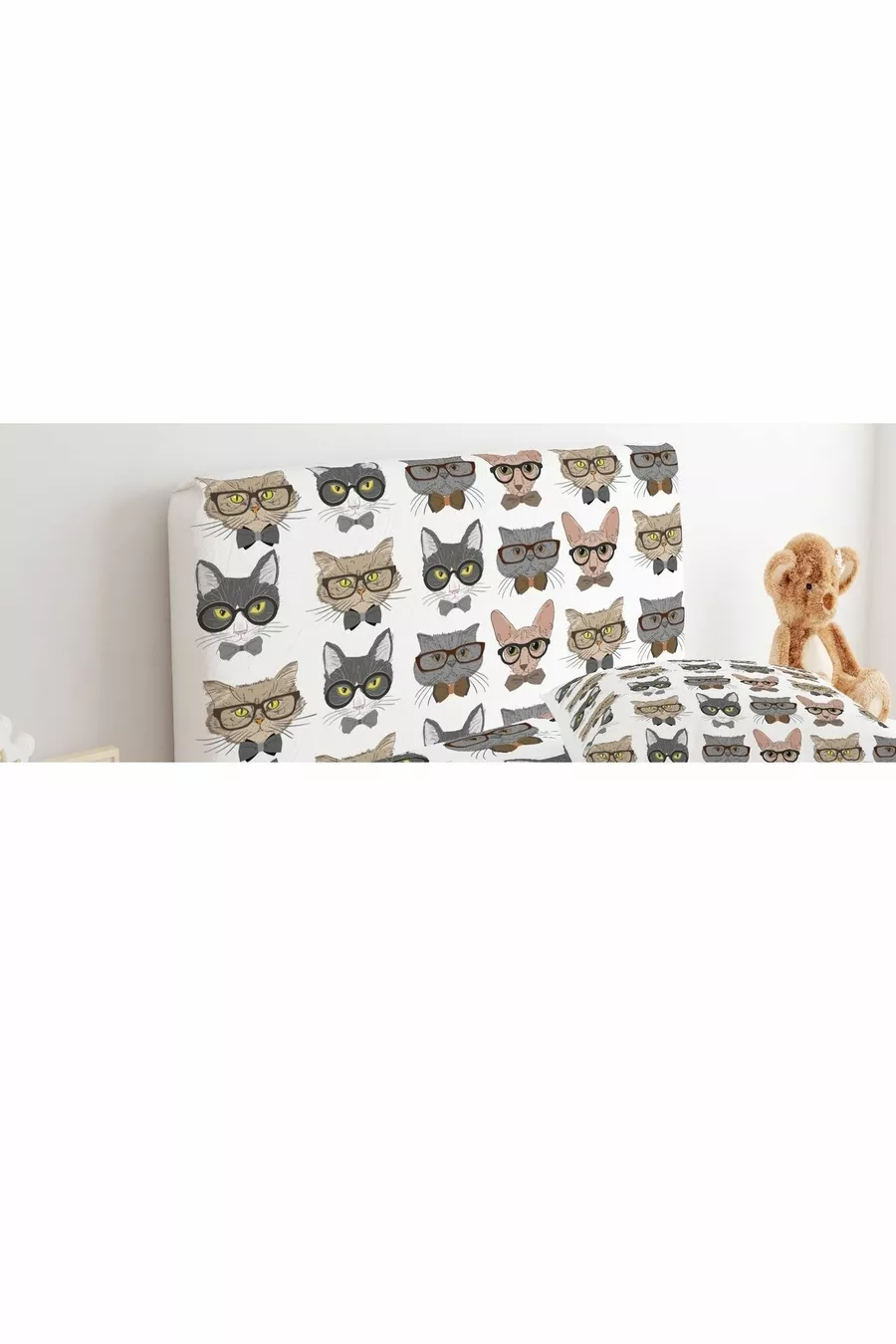 Bed Headboard Cover Bowtie Cats