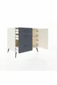 Commode Kronos à un seul étagère, 3 tiroirs, 2 portes, Albâtre/Anthracite