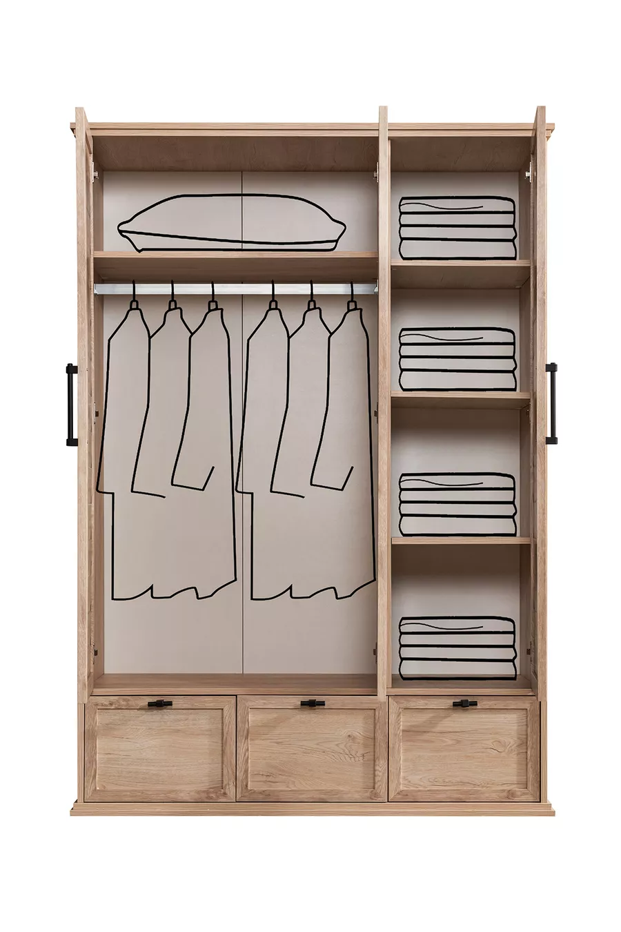 Chambre d'enfant Polo - Armoire 3 portes, Lit, Table de chevet, Bureau, Commode, Bibliothèque