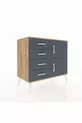Commode Hyperion à une étagère, 4 tiroirs, 2 portes, pin-anthracite