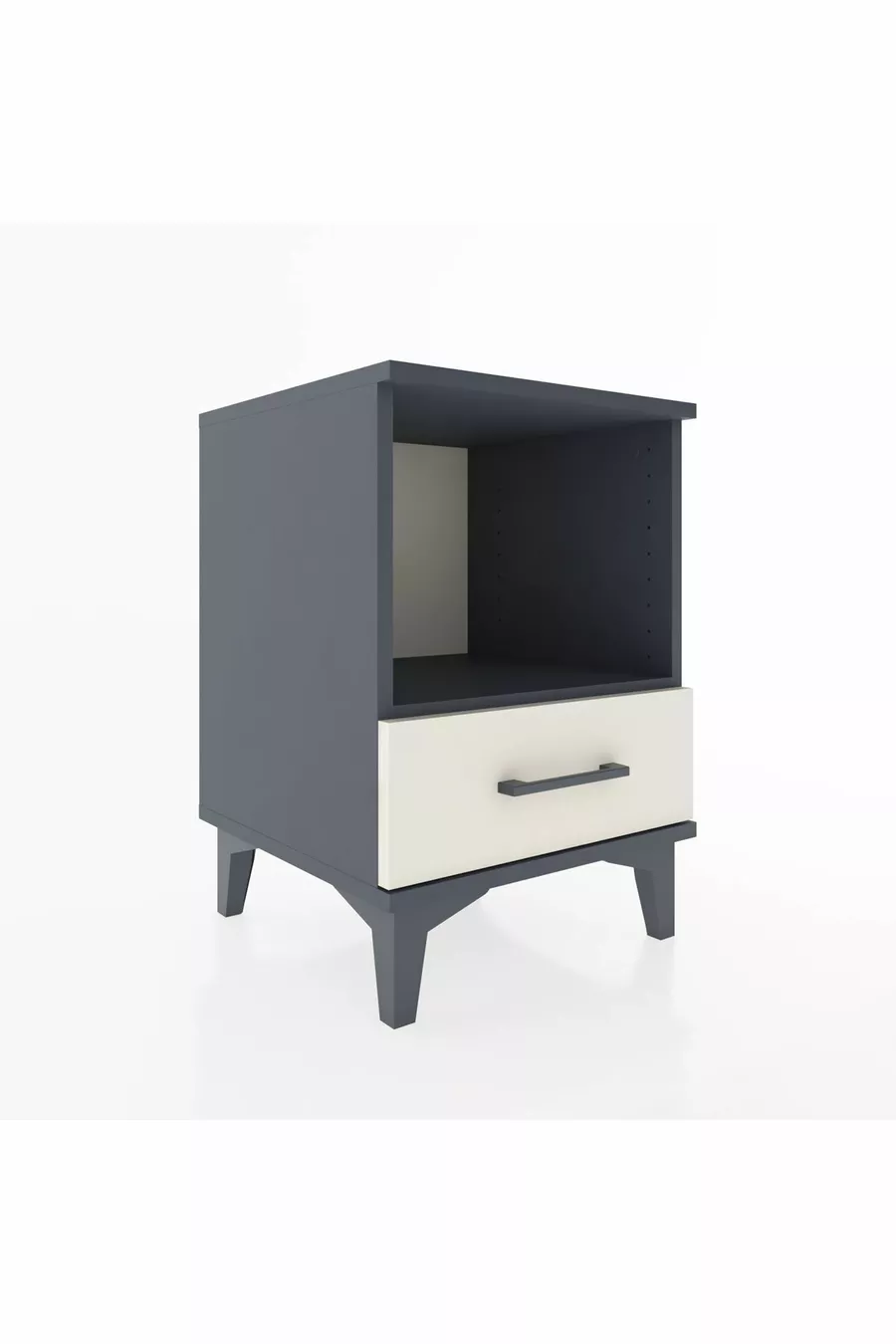 Table de chevet Hyperion avec une étagère et un tiroir, anthracite-ardoise
