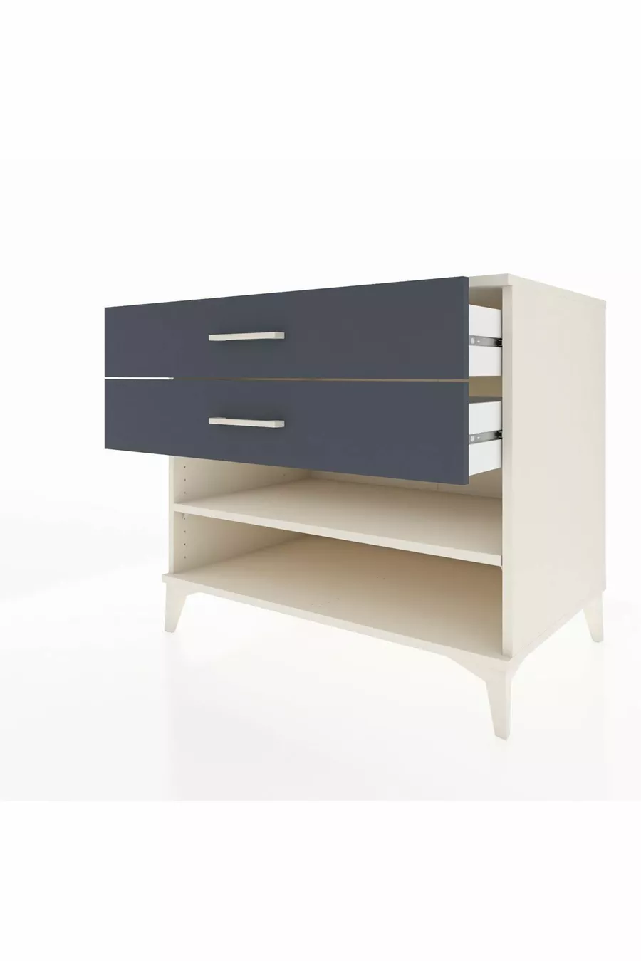 Commode Kronos à une étagère et 2 tiroirs, Pierre de lune-Anthracite
