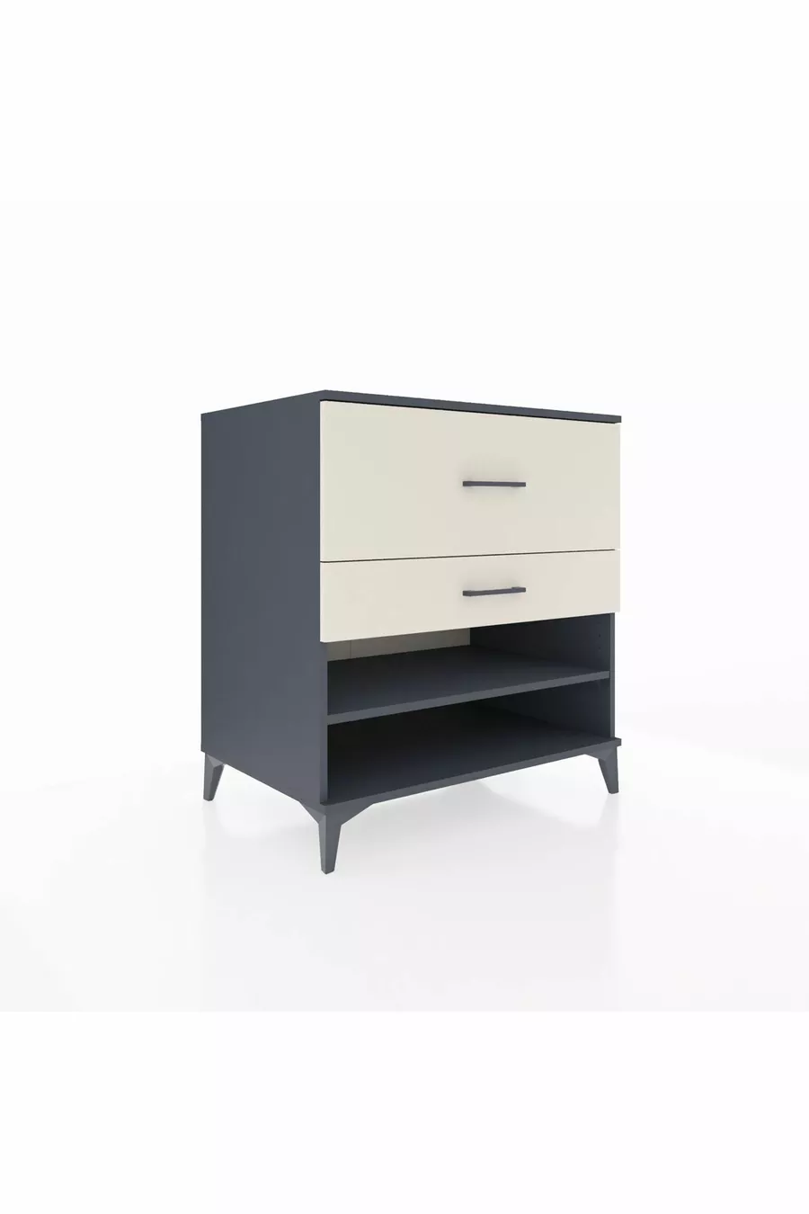 Commode Kronos à une étagère et 2 tiroirs Anthracite-Pierre de Lune