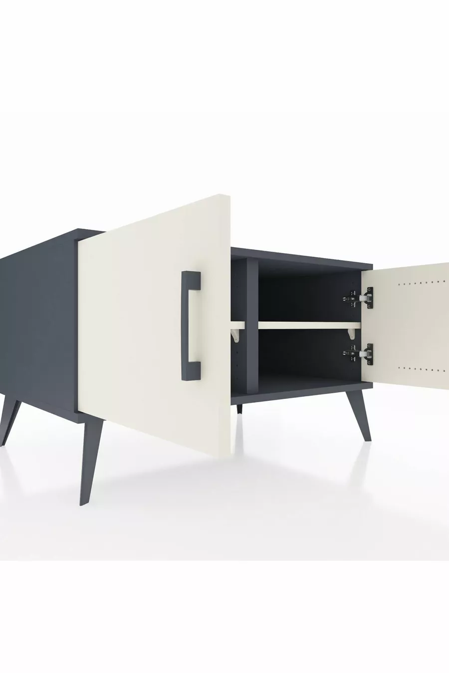 Commode Kronos 2 étagères 2 portes Anthracite-Pierre de lune