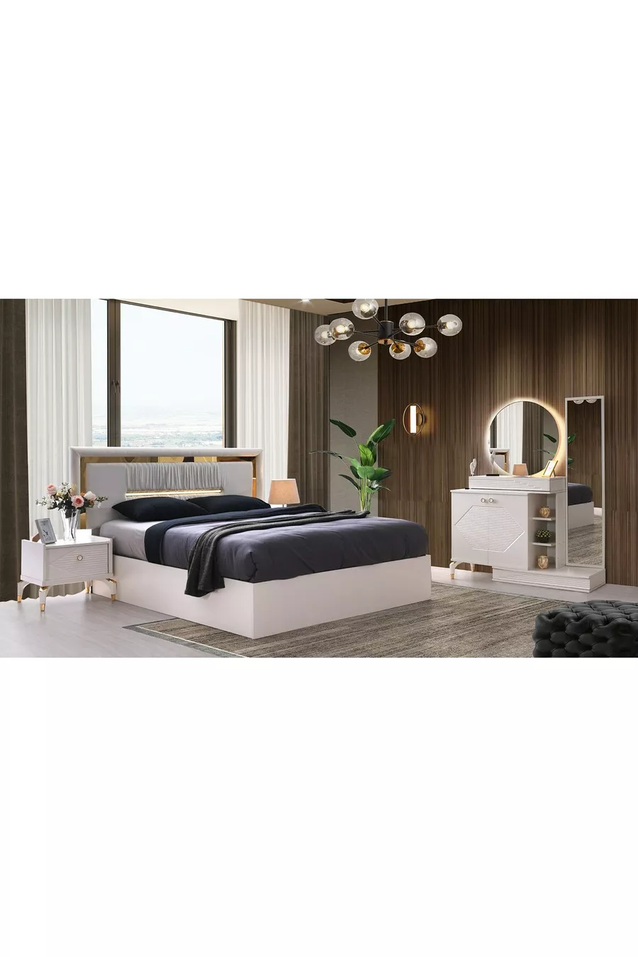 ENSEMBLE DE CHAMBRE À COUCHER EN MDF ELMAS