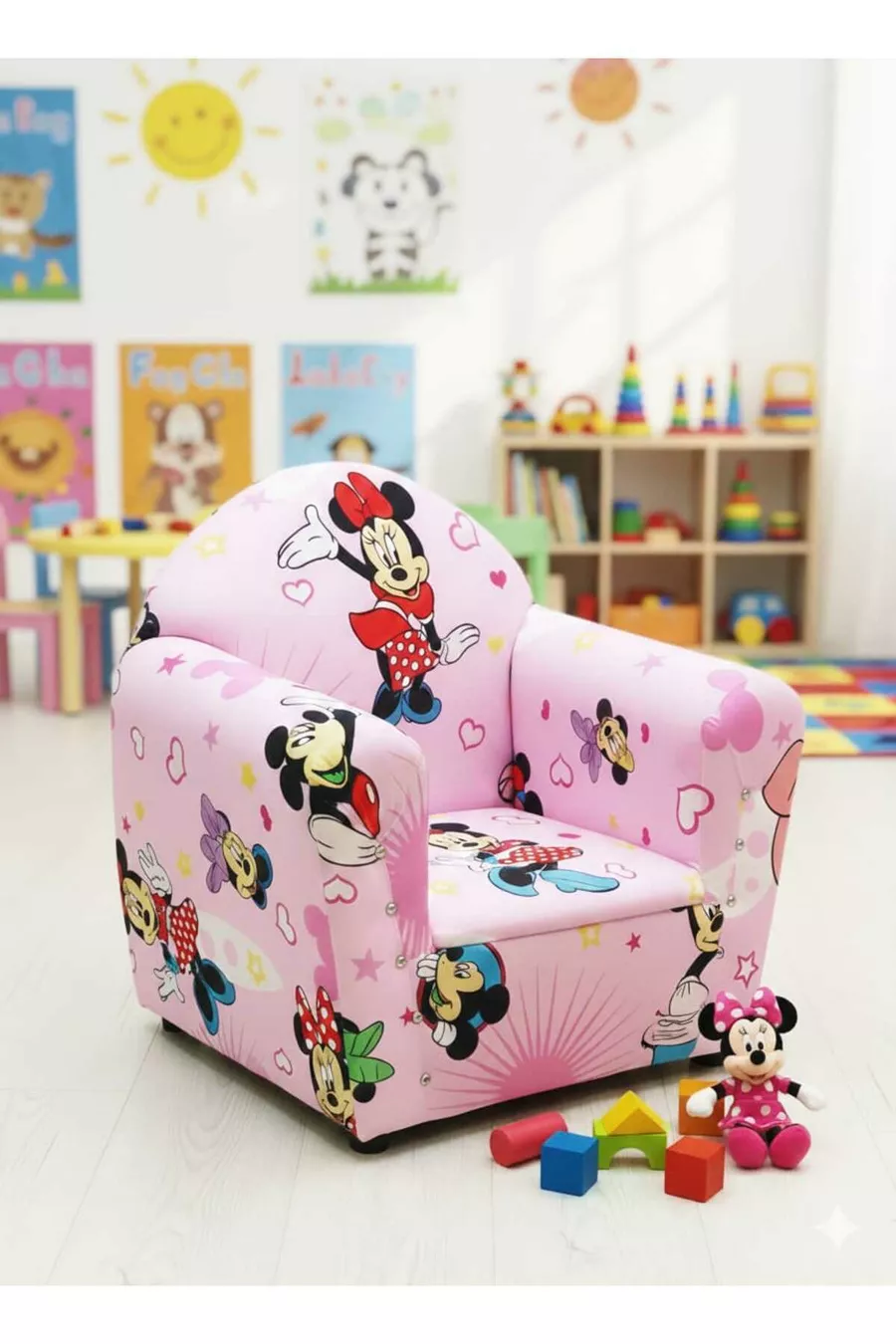 Mickey-Mouse-Muster Rosa Kinderstuhl