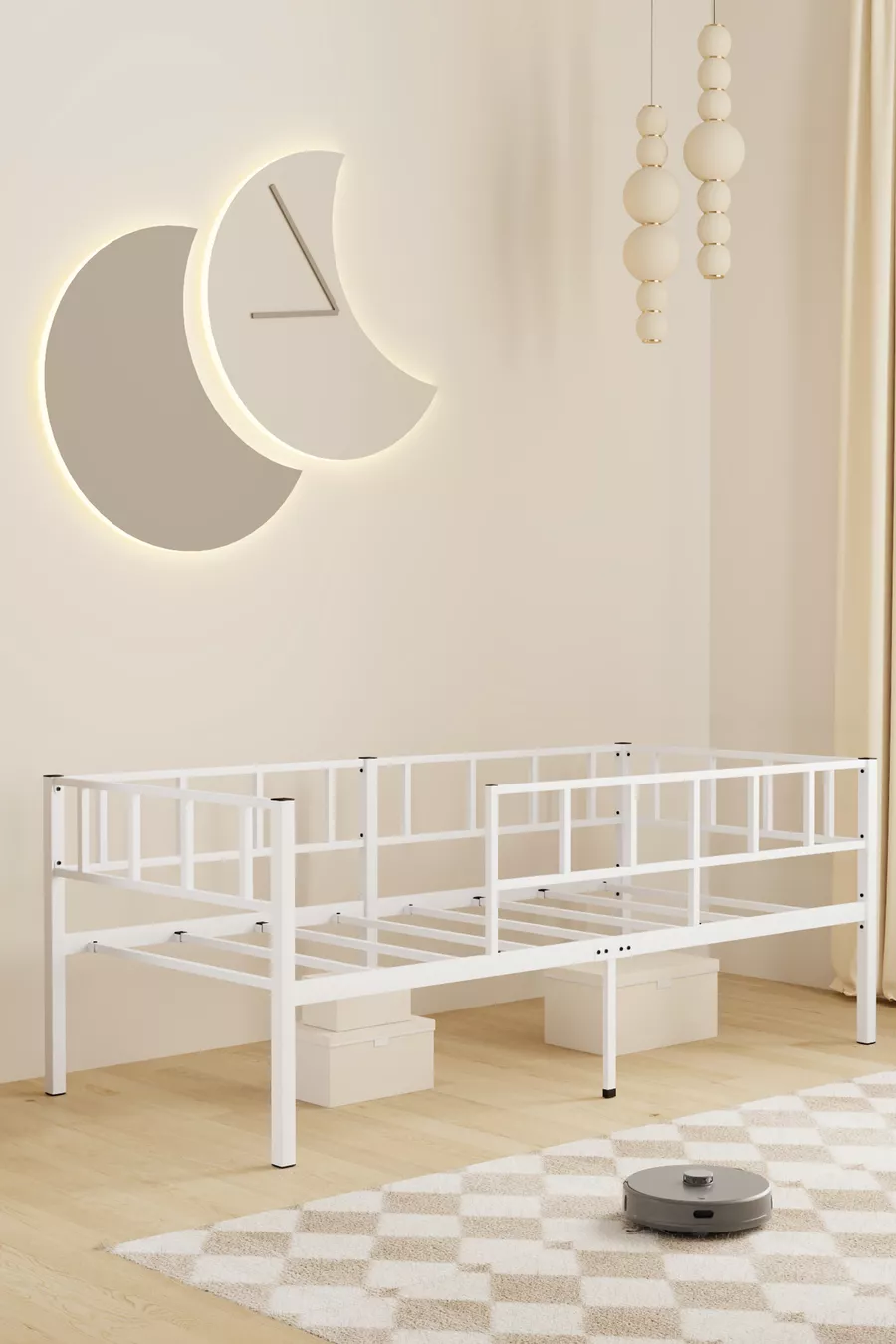 Daybed Zenit Metalen Bed Wit, Bed met Hoofdeinde, Verschillende Maatopties