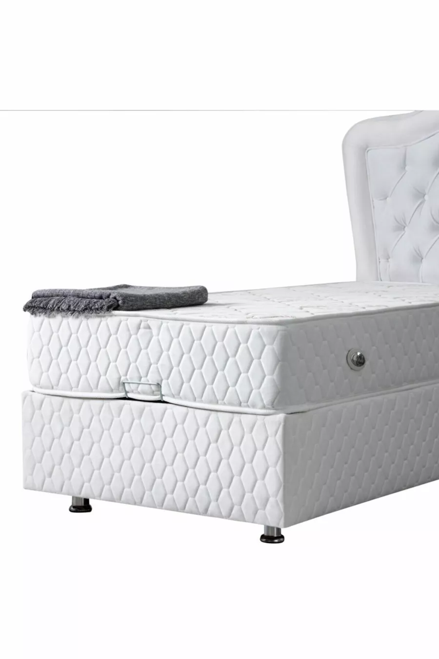Ensemble de lit orthopédique deluxe avec tête de lit Camelli New Baza, blanc