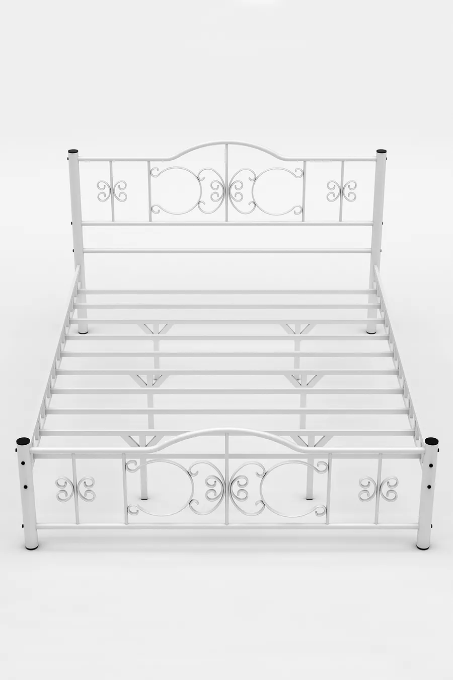 Pero Double Bed Wrought Iron Metal Bed White
