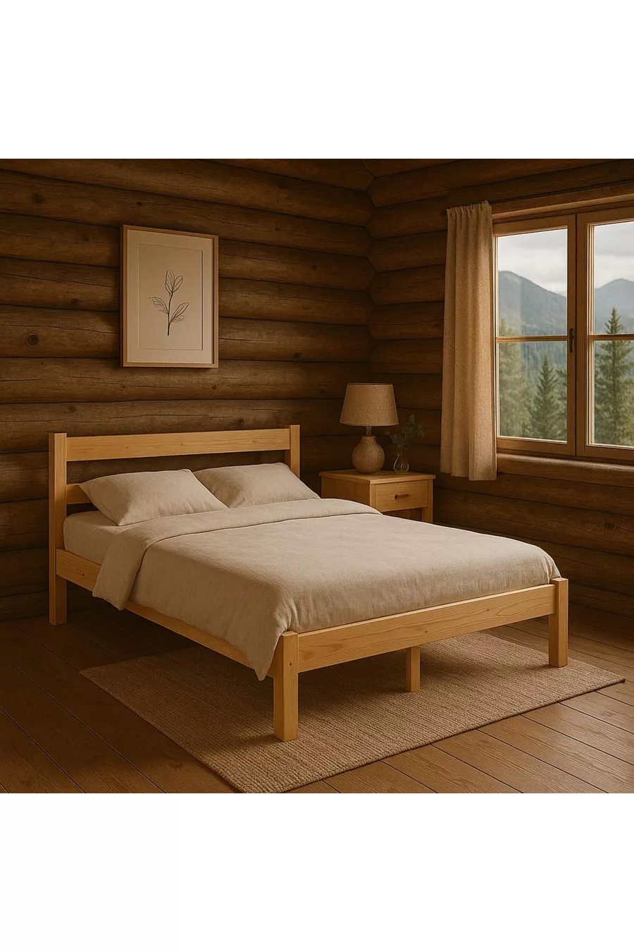 Массивная деревянная кровать из натурального дерева NATURAL RENK