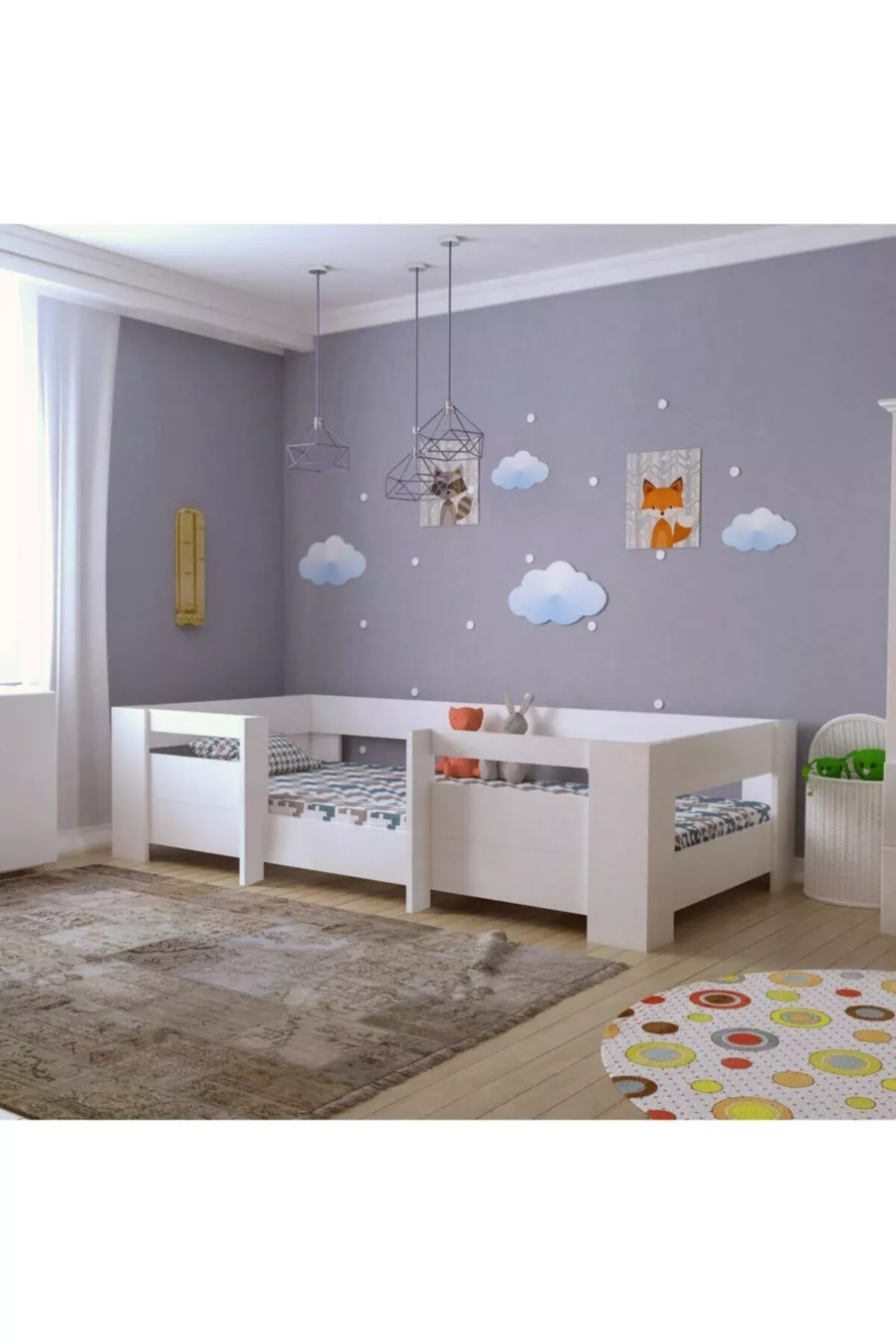 Letto Vega Montessori in MDF Bianco Lucido Compatibile con Materasso, Rete, Testiera