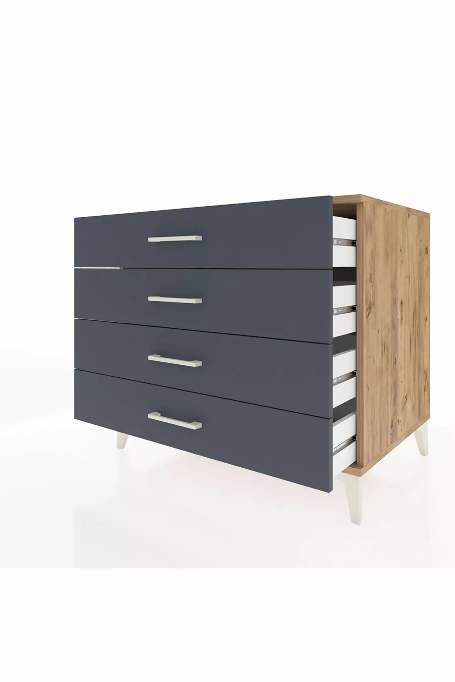 Commode Kronos à 4 tiroirs Pin-Anthracite