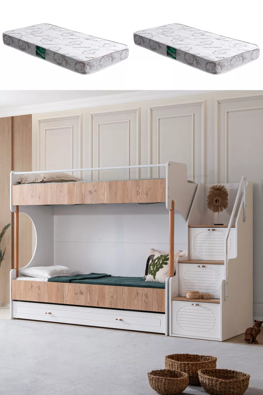 Двухъярусная кровать Ranza Vita Bohem с ящиком и 2 матрасами Comfort