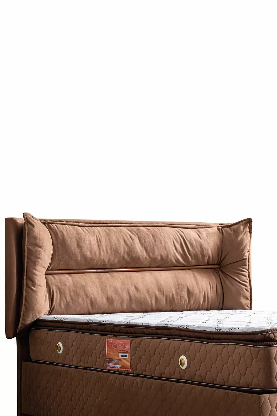 Ensemble Lit Double Barcelona, Tête de Lit et Sommier Double - Marron