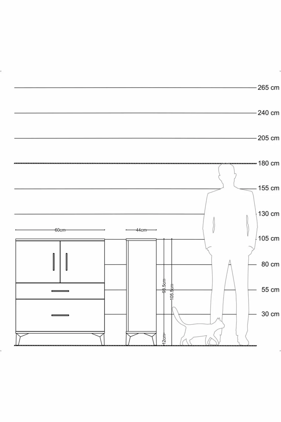 Hyperion Dressoir met 2 Planken, 2 Laden en 2 Deuren, Grenen-Apaç