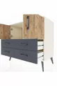 Commode Hyperion 2 étagères 4 tiroirs 2 portes Pierre de Lune-Sapin/Anthracite