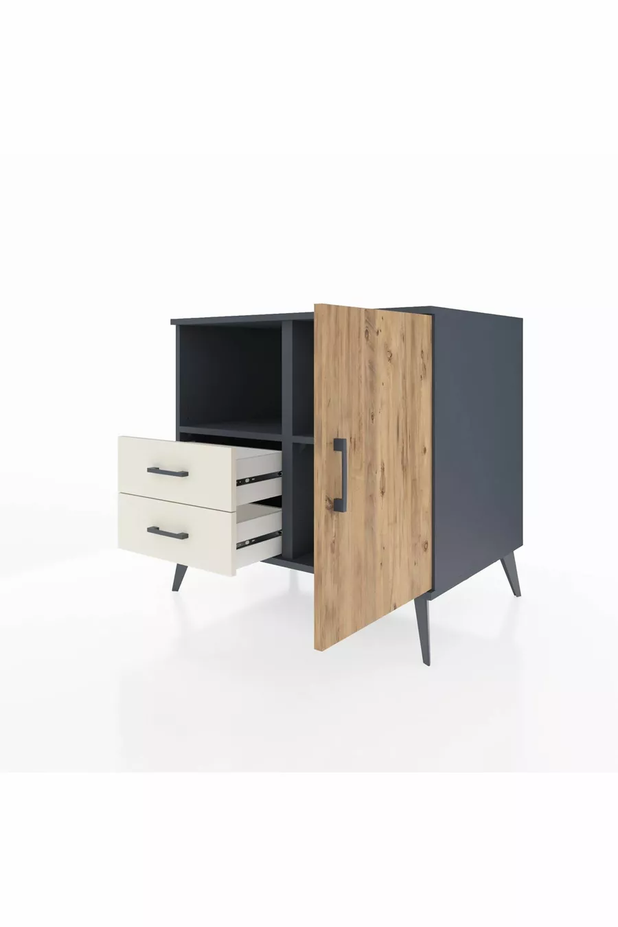 Kronos Dresser 2 Shelves 2 Drawers Single Door Anthracite-Pine/Agate