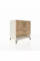Commode Kronos avec 2 étagères, 1 tiroir et 2 portes, Pierre de Lune-Sapin