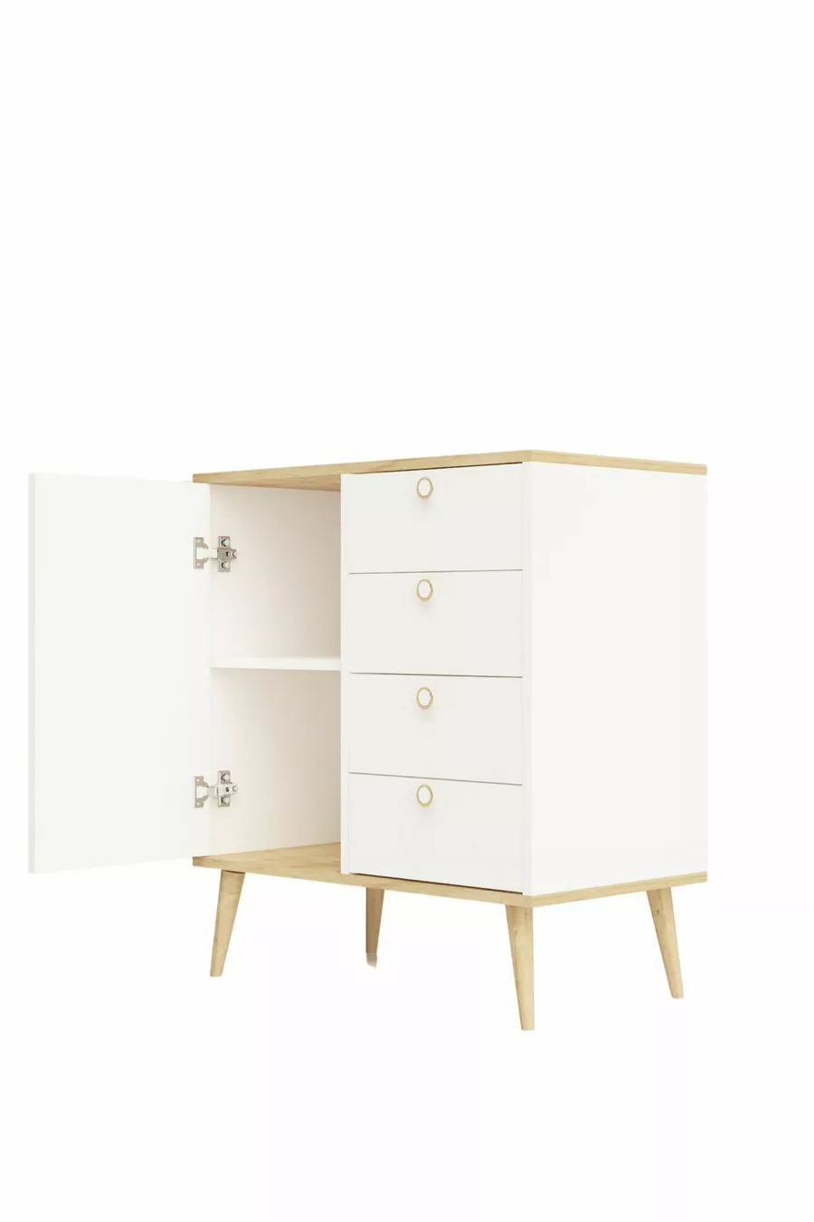 Commode Time / Armoire Multifonction / Commode à Tiroirs / Commode avec Porte / Commode à 4 Tiroirs