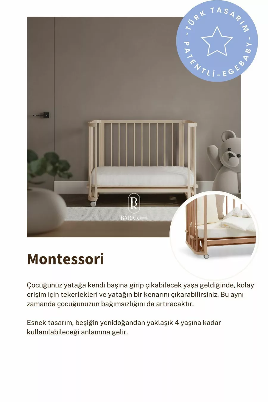 Set di Culla in Legno Naturale (BL) X - lettino, letto, parco giochi, letto Montessori Junior