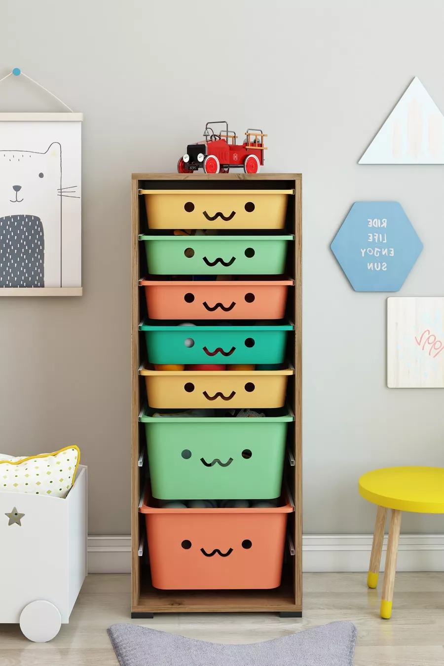 KIDS 7 Basket Smiling Toy Cabinet Toy Box Toy Storage Box