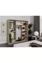 Armadio con Specchio Scorrevole a 3 Ante Samira - Interamente in MDF Rovere