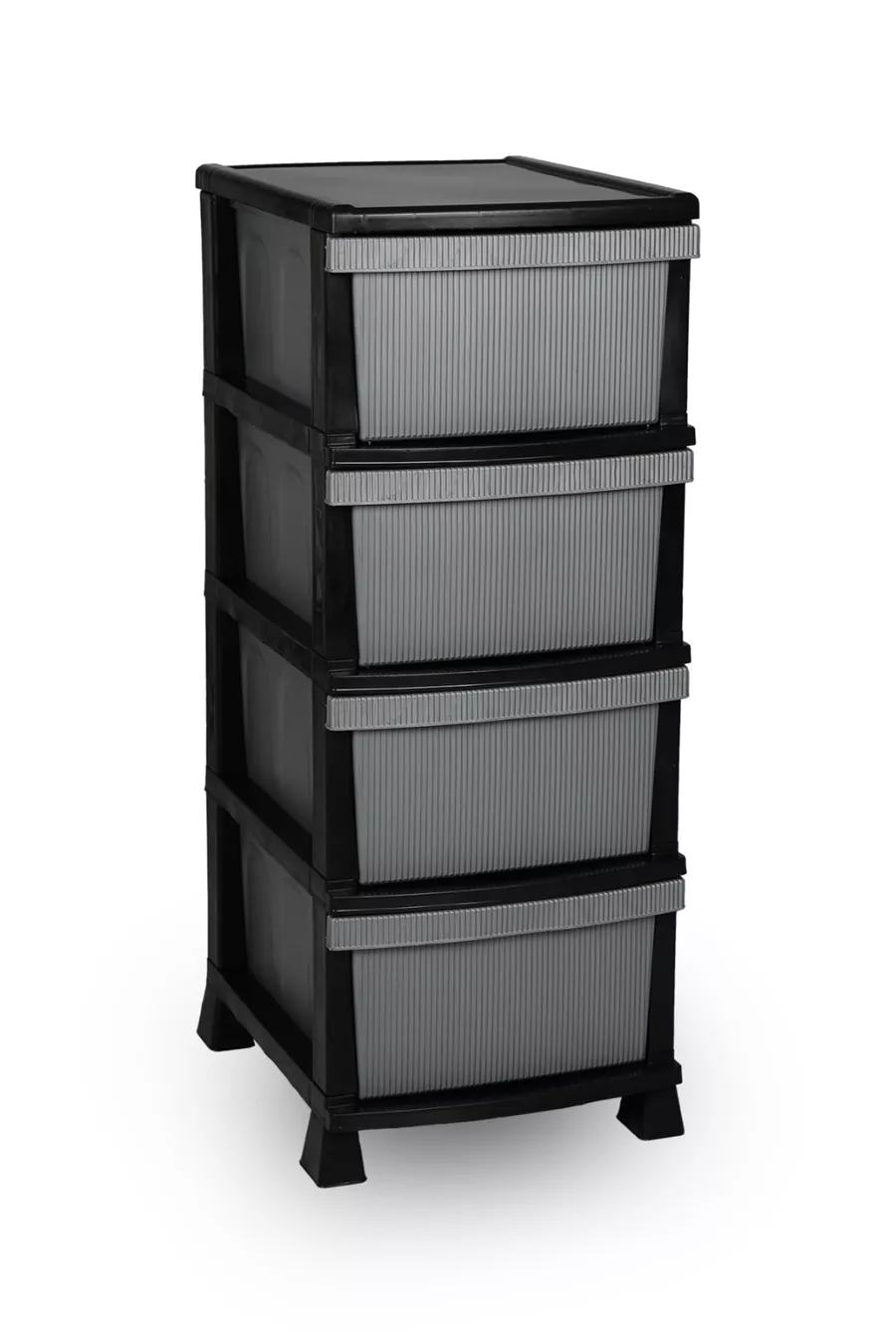 4-Tier Striped Plastic Nightstand with Drawers - Vegetable Rack - Drawer - Toy Box Basket