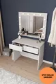B LED Işıklı Aynalı Holywood Makyaj Masası, Bölmeli Çekmeceli Organizer Kozmetik Masası