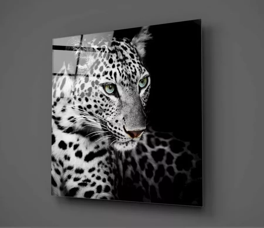 Peinture sur Verre Blanc Léopard