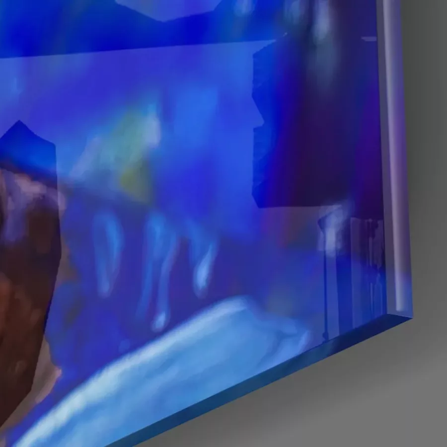 Peinture sur verre de portrait de femme aux couleurs abstraites