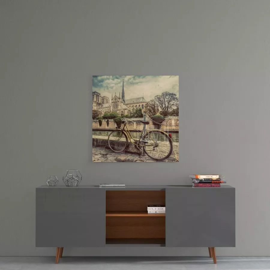 Peinture sur Verre de Vélo et de Ville