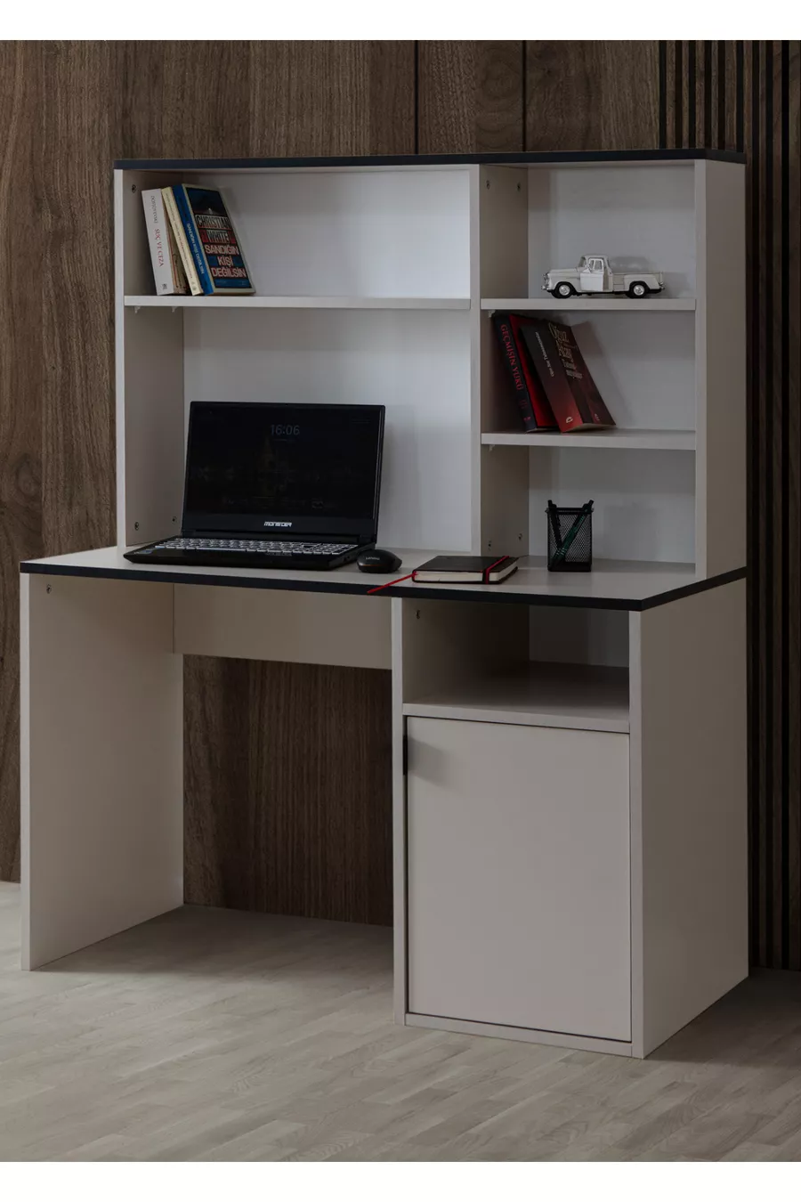 Ensemble Chambre Jeune Bali - Armoire 4 Portes, Bureau, Commode, Table de Chevet