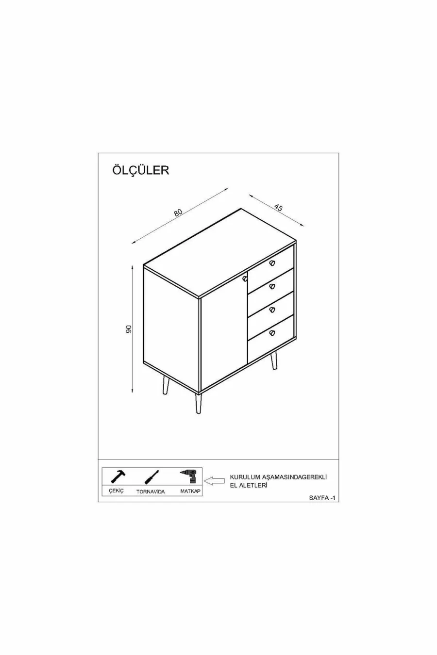 Commode Time / Armoire Multifonction / Commode à Tiroirs / Commode avec Porte / Commode à 4 Tiroirs