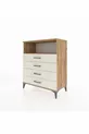 Commode Hyperion à un seul étagère et 4 tiroirs en pin-onyx