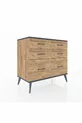 Commode Hyperion 6 tiroirs Pin-Anthracite/Pin