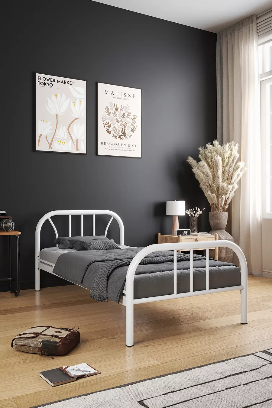 Royal Metal Einzelbett Weiß Schmiedeeisen Bett