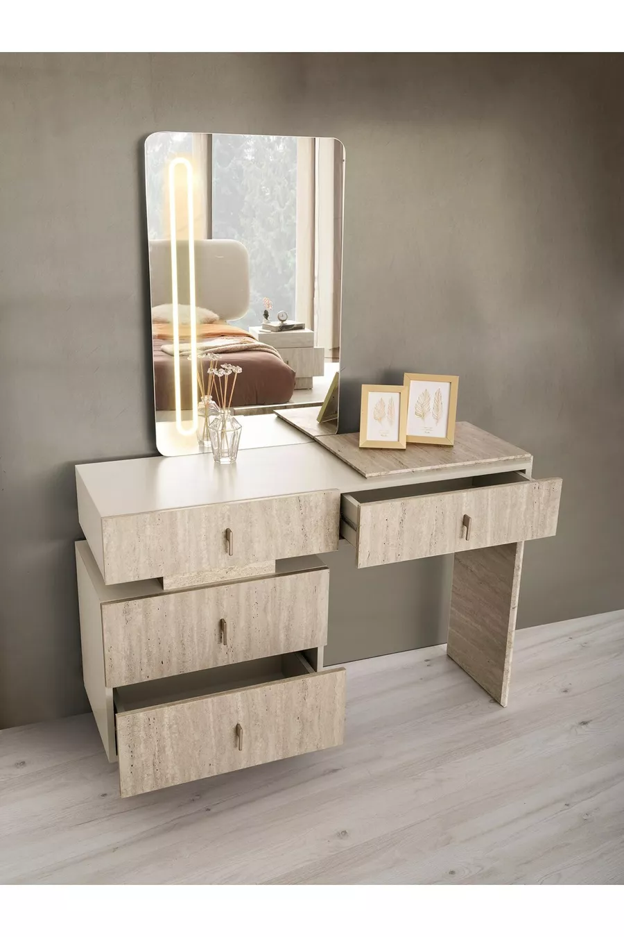 غرفة نوم كابادوكيا بمصابيح LED وقاعدة MDF