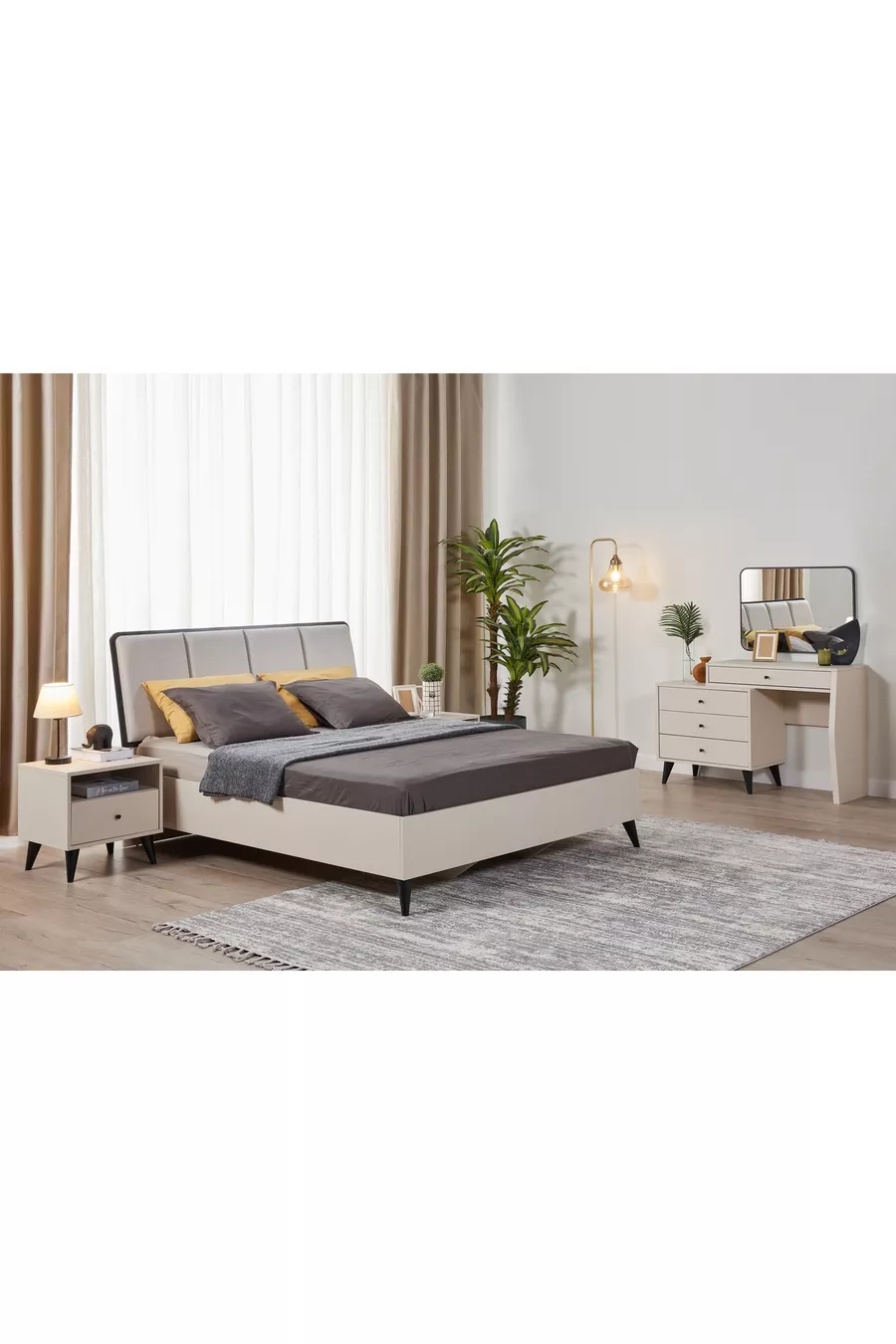 Ensemble de chambre Solina, Beige, 5 portes