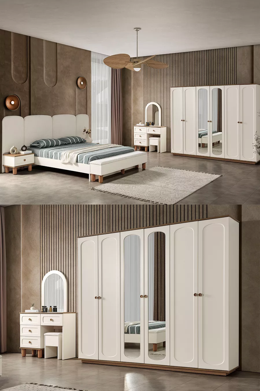 Ensemble de chambre à coucher moderne Sude Bohem Benchli avec 6 portes
