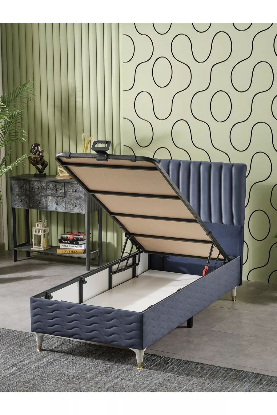 Ensemble 3 pièces Ezgi pour une personne Lit + Sommier + Tête de lit