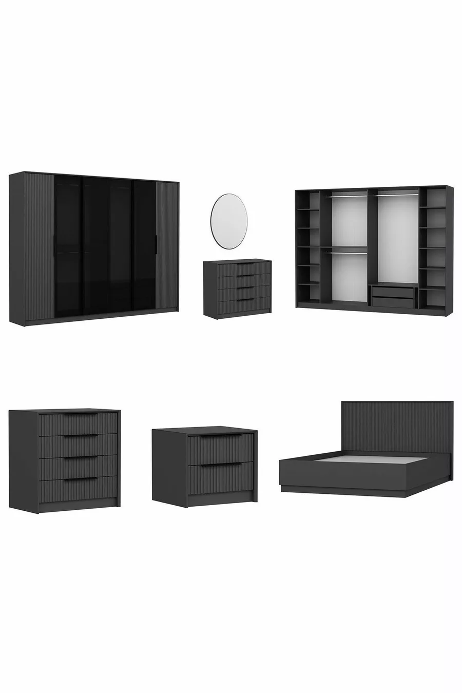 Kale Luxe Bedroom Set - Anthracite Set 2